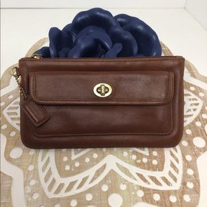 Vintage COACH Legacy Classic Wristlet with Brass Turn Lock Soft Leather Brown